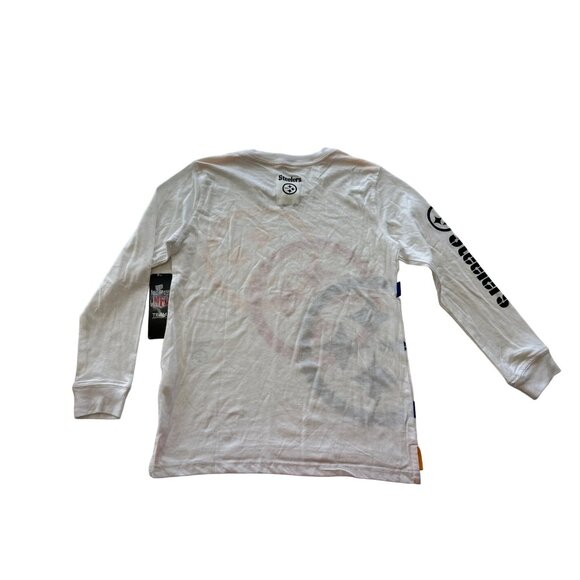 NFL Team Apparal Steelers Youth 10 12 Long Sleeve T Shirt White Cotton Top New - Picture 4 of 8